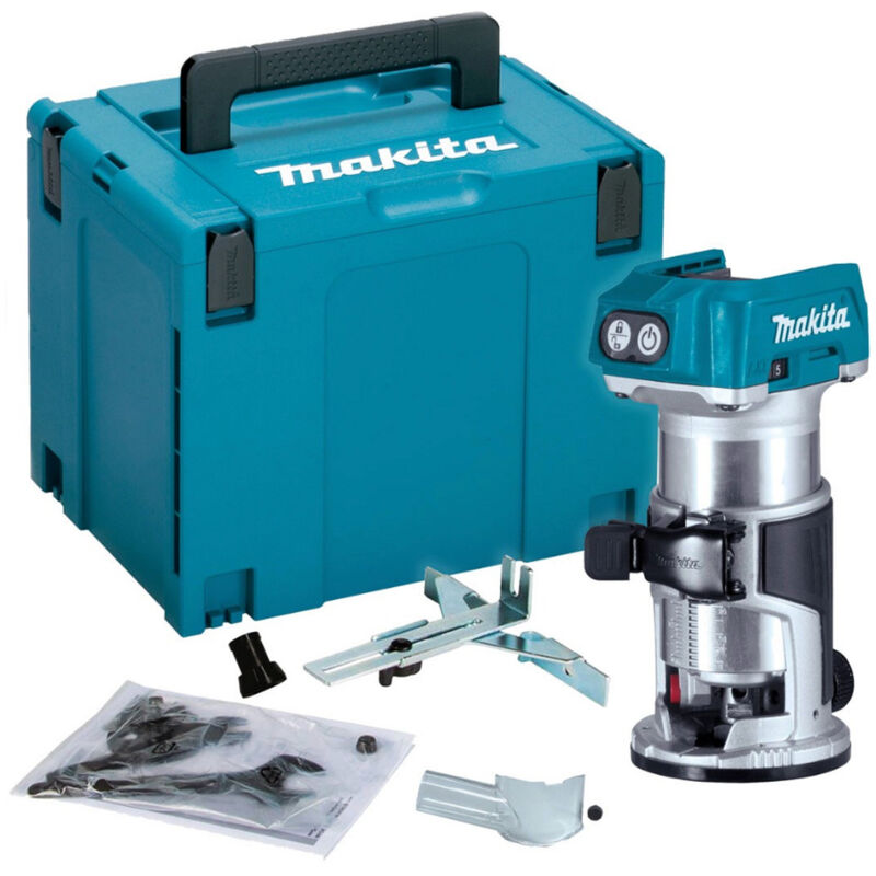 drt50zj 18v brushless cordless 3/8 & 1/4 router (body only) with makpac case - makita