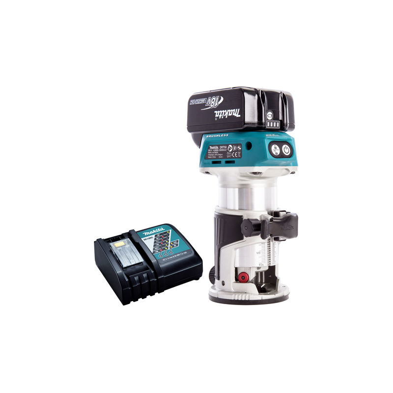 Image of DRT50ZX4 18V Brushless Router Trimmer with 1 x 5.0Ah Battery & Charger - Makita