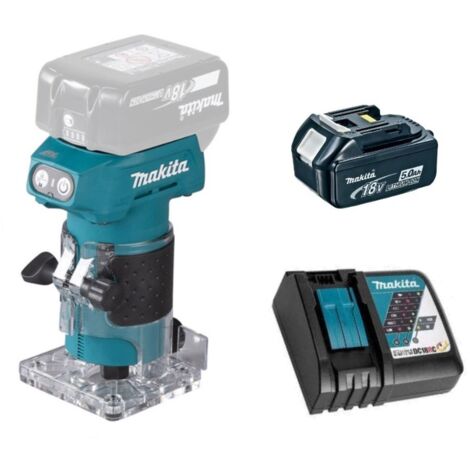 Makita DRT52RT1 Affleureuse 18V Ø 6mm LXT + 1 x 5.0Ah Batteries + chargeur
