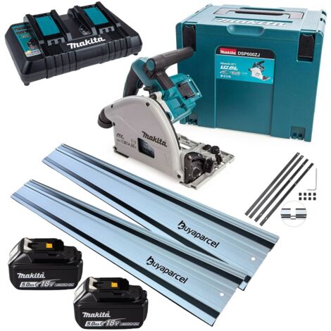 Makita DSP600PT2 36v Twin 18v Brushless Plunge Circular Saw 2 x 1.5m Guide Rails