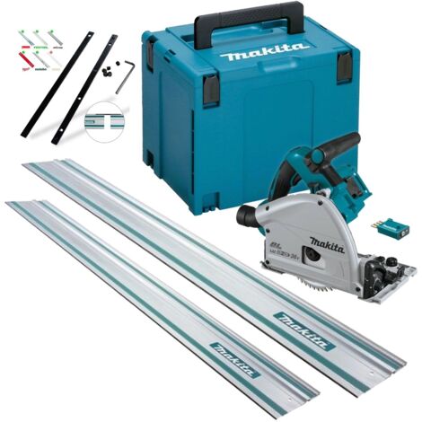 Makita DSP601ZJU 36v Twin 18v Brushless Plunge Saw Wireless + X2 199141-8 Rails