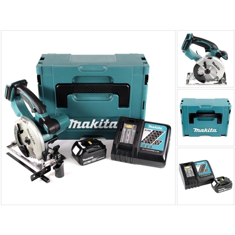Makita DSS 501 RT1J Sega circolare a batteria 18V 136 mm in valigetta Makpac + 1x Batteria 5,0 Ah + Caricabatterie