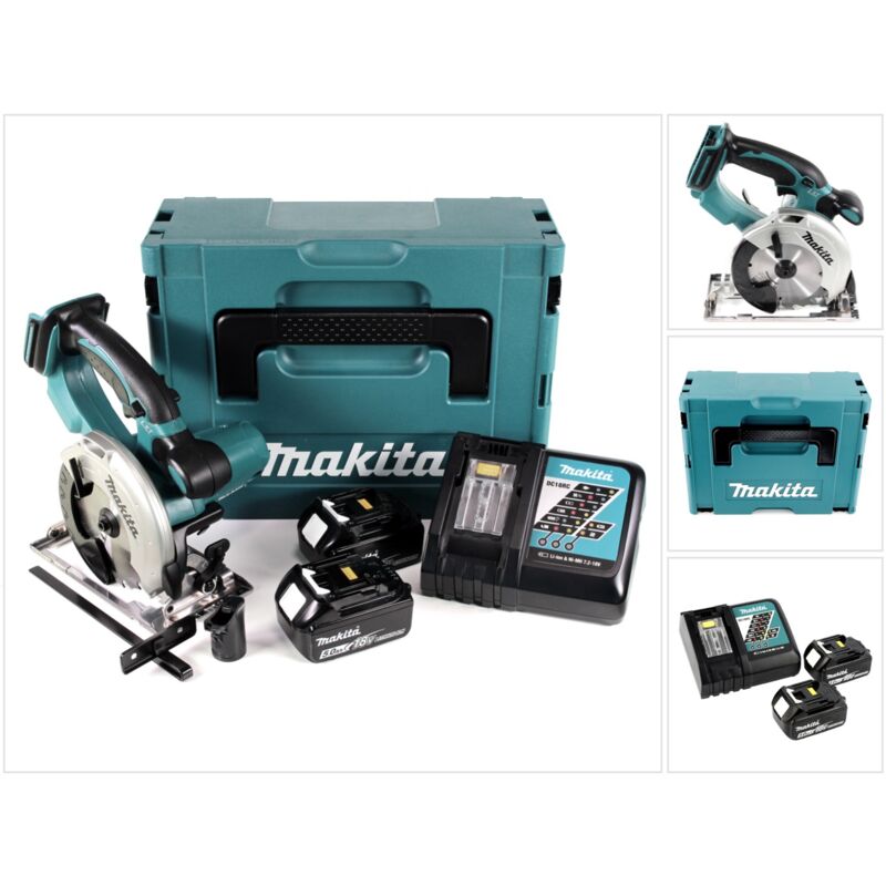 Makita DSS 501 RTJ Sega circolare a batteria 18V 136 mm in valigetta Makpac + 2x Batterie 5,0 Ah + Caricabatterie