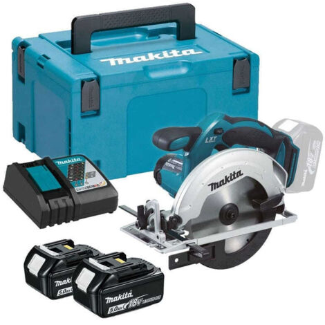 Makita DSS 611 RTJ 18V Li-ion Scie Circulaire sans fil 165mm + Boîtier Makpac + 2x Batteries BL1850 5,0 Ah + Chargeur DC 18 RC