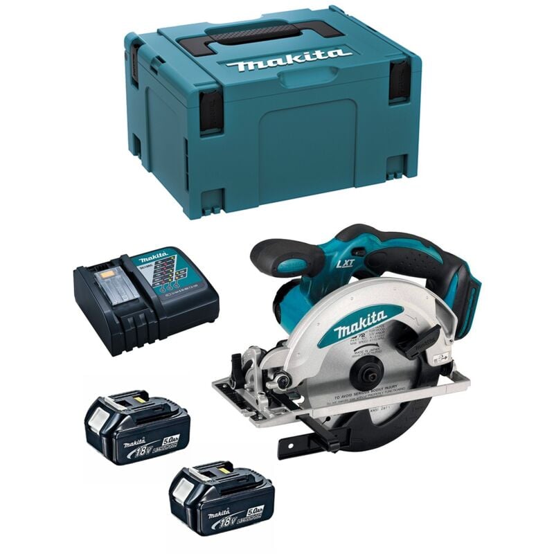 Makita DSS610RTJ Scie circulaire à batteries 18V LiIon (2x batterie 5.0Ah) dans MAKPAC 165mm