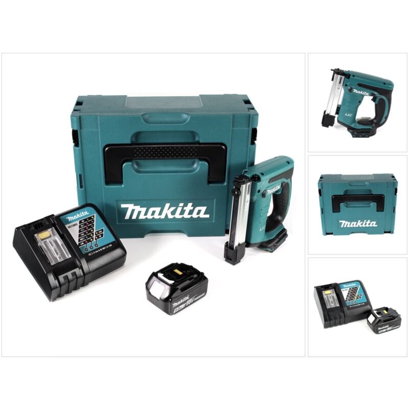 Dst 221 RT1J Agrafeuse sans fil 18 v Li-ion + 1x Batterie bl 1850 b 5,0 Ah Li-ion + Chargeur dc 18 rc + Coffret de transport Makpac - Makita