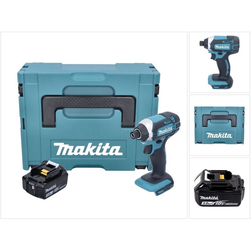 Makita DTD 152 F1J 18V Li-Ion Visseuse à chocs sans fil avec boîtier Makpac + 1x Batterie BL 1830 3,0 Ah Li-Ion - sans Chargeur