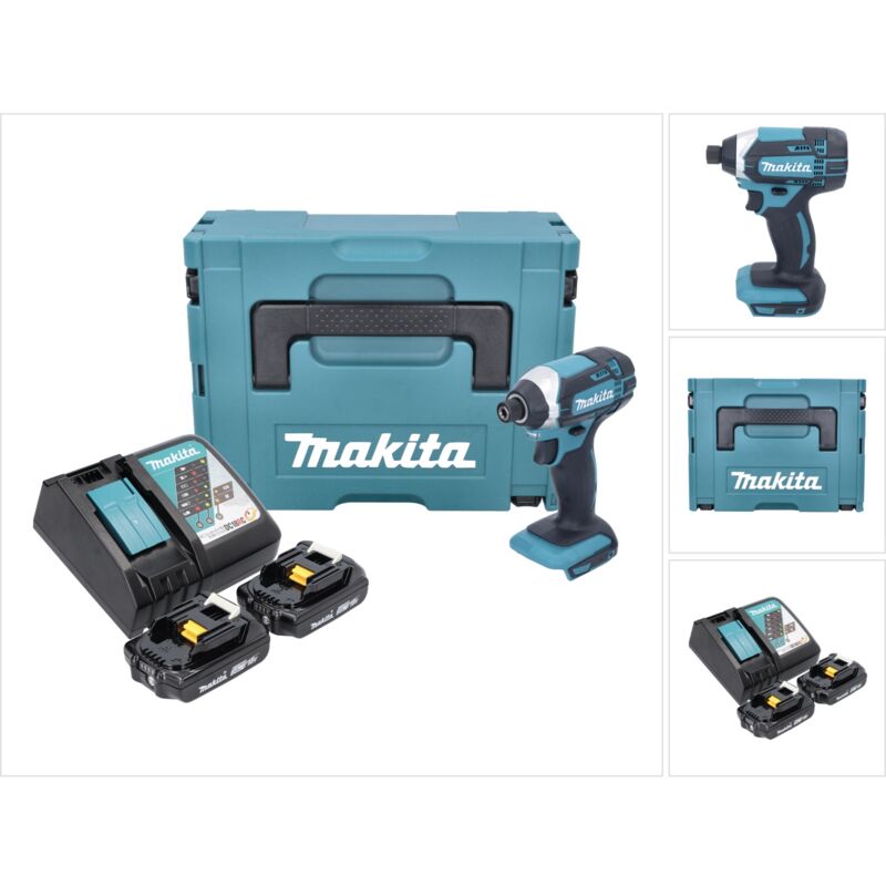 Dtd 152 raj 18V Li-Ion Visseuse à chocs sans fil avec boîtier Makpac + 2x Batteries bl 1820 2,0 Ah Li-Ion + Chargeur rapide dc 18 rc - Makita