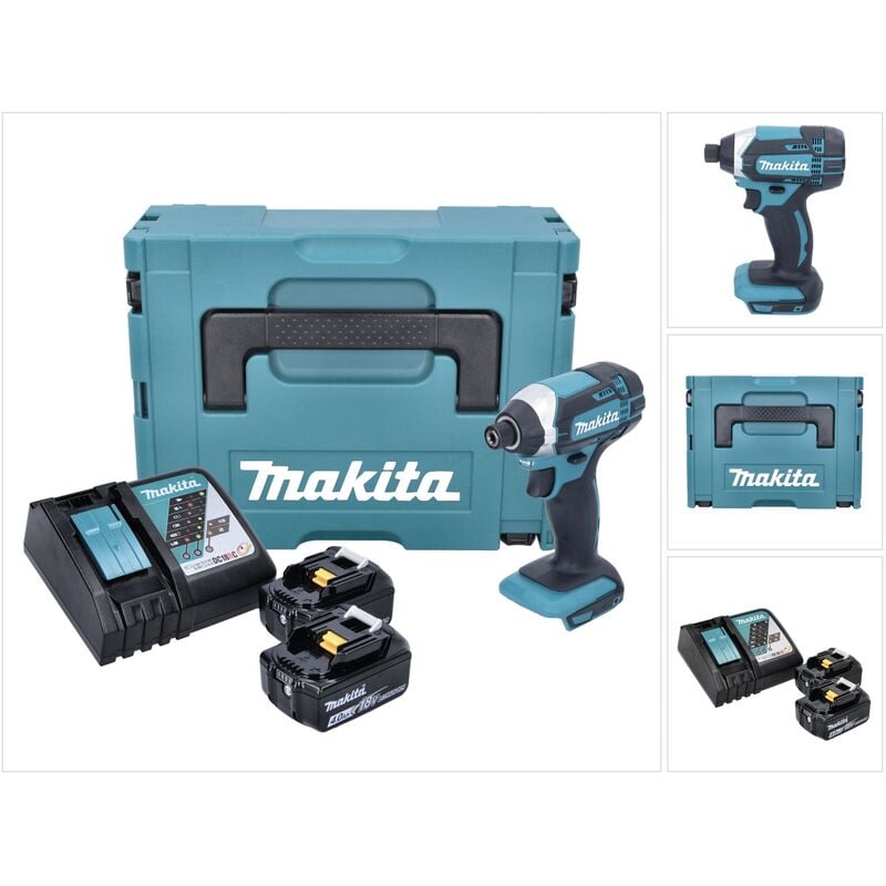Dtd 152 rmj 18V Li-Ion Visseuse à chocs sans fil avec boîtier Makpac + 2x Batteries bl 1840 4,0 Ah Li-Ion + Chargeur rapide dc 18 rc - Makita