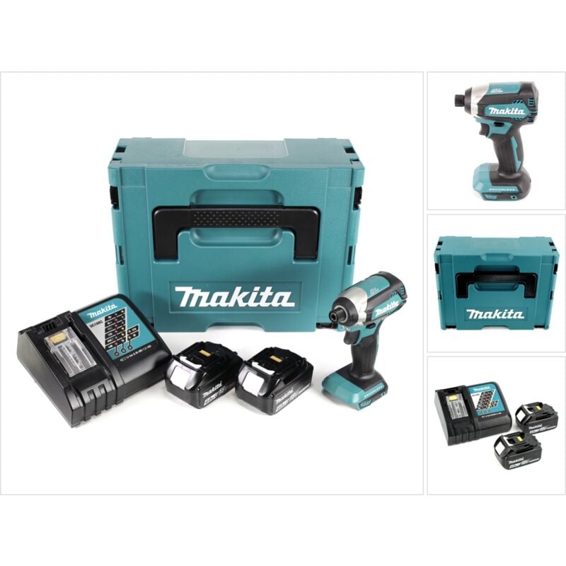 Dtd 153 rmj 18V Brushless Visseuse à choc sans fil + Boîter Makpac + 2x Batteries bl 1840 4,0 Ah Li-Ion + Chargeur dc 18 rc - Makita