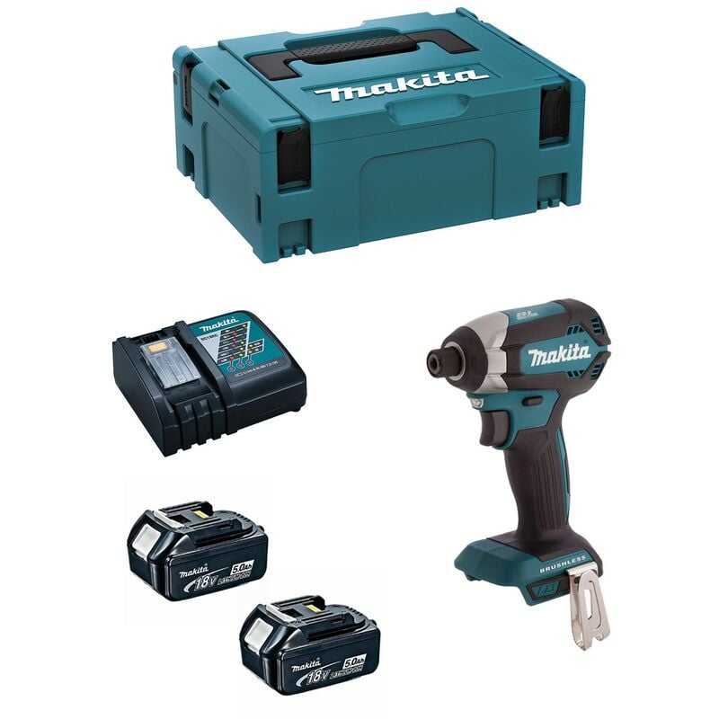 Visseuse à chocs Brushless 18V Makita 2 batteries Li-Ion 5Ah + chargeur + coffret Makpac - DTD153RTJ