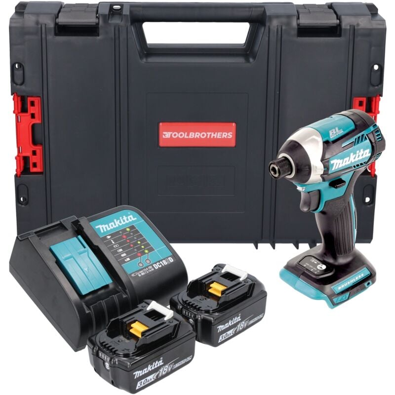 Dtd 154 sfj-r Clé à choc sans fil 18V 1/4'' 175Nm Brushless + 2x batterie 3,0 Ah + chargeur + rhino - Makita