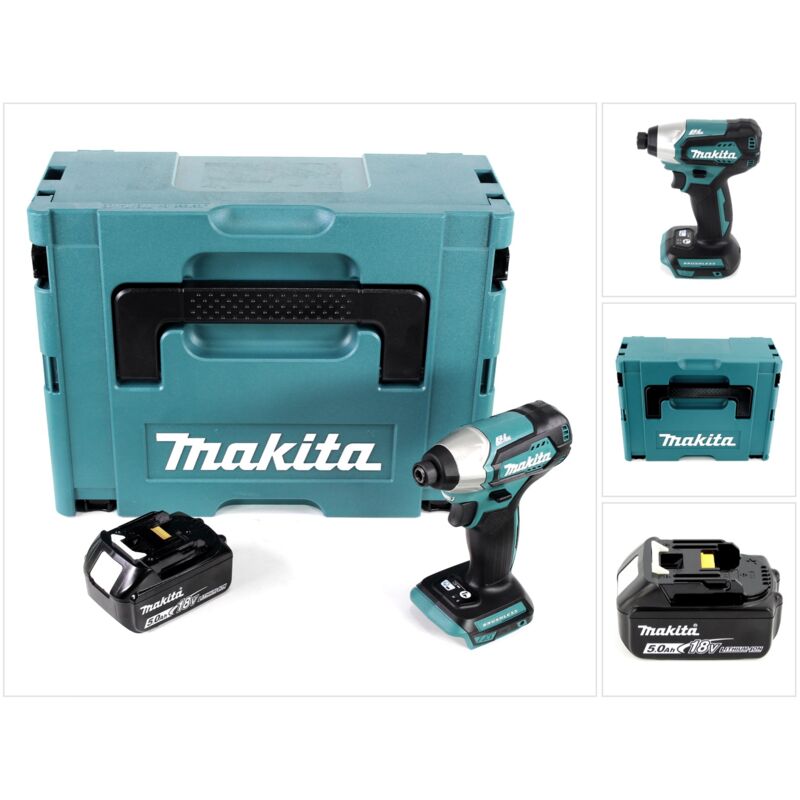 Dtd 155 RT1 18 v Brushless Li-Ion trapano a percussione a batteria in Makpac + 1 x BL1850 5.0 Ah batteria - senza caricabatteria - Makita
