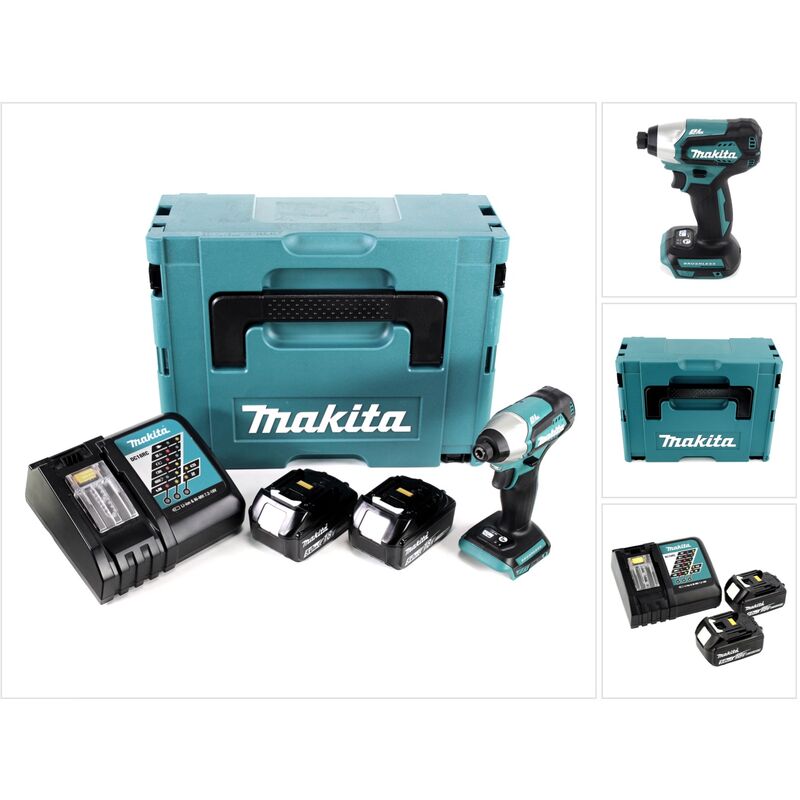 Dtd 155 rtj Avvitatore ad impulsi a batteria 18V in valigetta Makpac + 2x Batterie BL1850 5,0 Ah + 1x Caricabatterie dc 18 rc - Makita