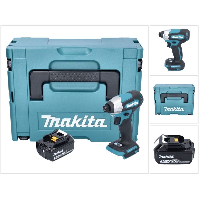 Dtd 157 F1J Clé à choc sans fil 18 v 140 Nm 1/4'' Brushless + 1x batterie 3,0 Ah + Makpac - sans chargeur - Makita
