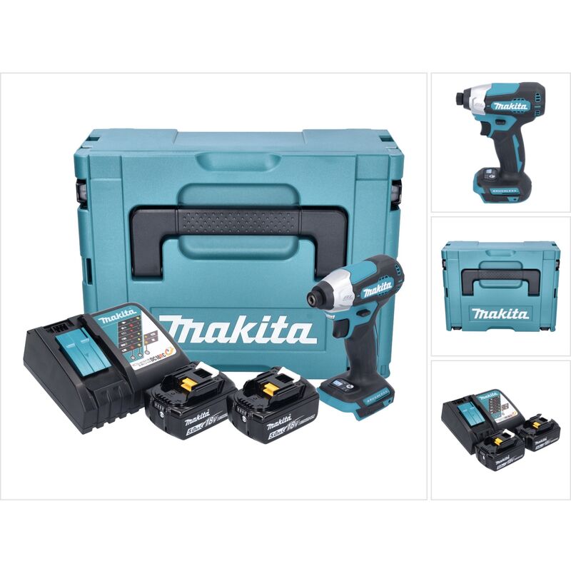 Image of Dtd 157 rtj 18 v 140 Nm 1/4'' Avvitatore a impulsi senza spazzole + 2x batteria 5,0 Ah + caricabatterie + Makpac - Makita