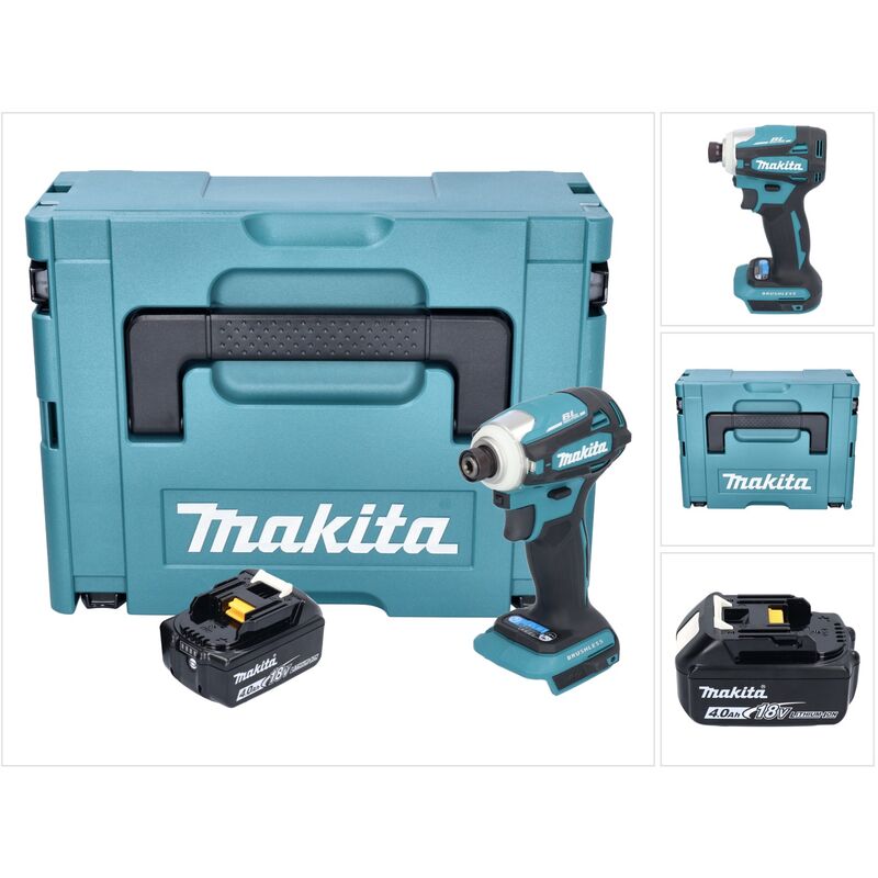 Dtd 172 M1J Clé à choc sans fil 18 v 180 Nm 1/4'' Brushless + 1x batterie 4,0 Ah + Makpac - sans chargeur - Makita