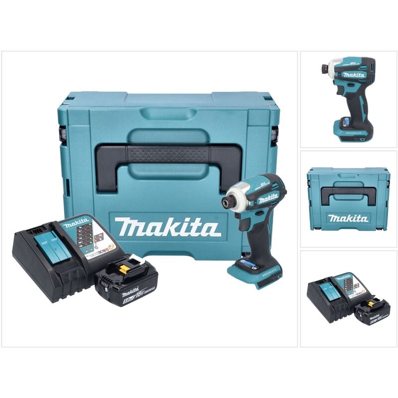 Image of Makita - dtd 172 RT1J Akku Schlagschrauber 18 v 180 Nm 1/4 Brushless + 1x Akku 5,0 Ah + Ladegerät + Makpac