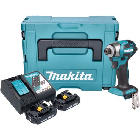 Makita DTD 173 RAJ Akku Schlagschrauber 18 V 180 Nm 1/4“ Brushless + 2x Akku 2,0 Ah + Ladegerät + Makpac