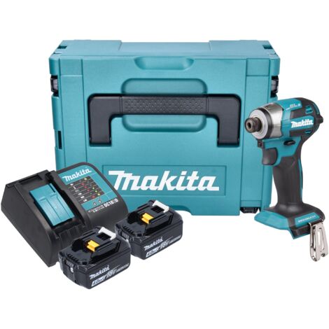 Makita DTD 173 SMJ Akku Schlagschrauber 18 V 180 Nm 1/4“ Brushless + 2x Akku 4,0 Ah + Ladegerät + Makpac