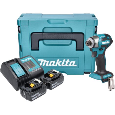 Makita DTD 173 STJ Akku Schlagschrauber 18 V 180 Nm 1/4“ Brushless + 2x Akku 5,0 Ah + Ladegerät + Makpac