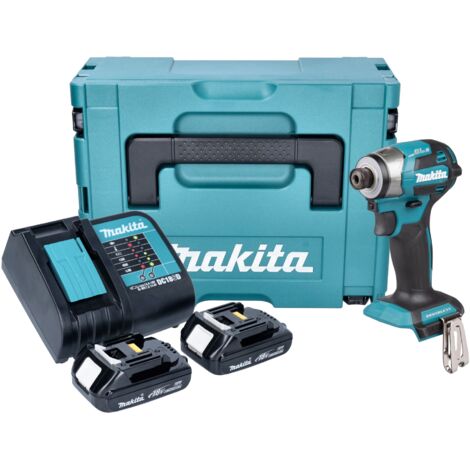 Makita DTD 173 SYJ Akku Schlagschrauber 18 V 180 Nm 1/4“ Brushless + 2x Akku 1,5 Ah + Ladegerät + Makpac
