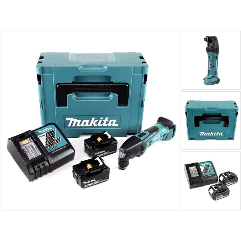 Utensile multifunzione a batteria Makita dtm 50 rfj 18V + 2x batteria ricaricabile 3,0Ah + caricabatterie + Makpac