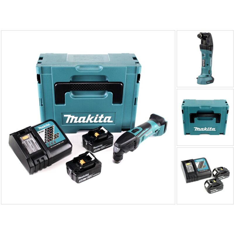 Utensile multifunzione a batteria Makita dtm 50 rtj 18V Li-Ion in Makpac + 2x batteria bl 1850 b 5,0 Ah + 1x caricabatterie DC18RC