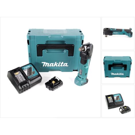 Makita DTM 51 18V Li-Ion Découpeur-ponceur multifonctions sans fil avec boîtier Makpac + 1x Batterie BL 1815 N 1,5 Ah Li-Ion + Chargeur rapide DC 18 RC