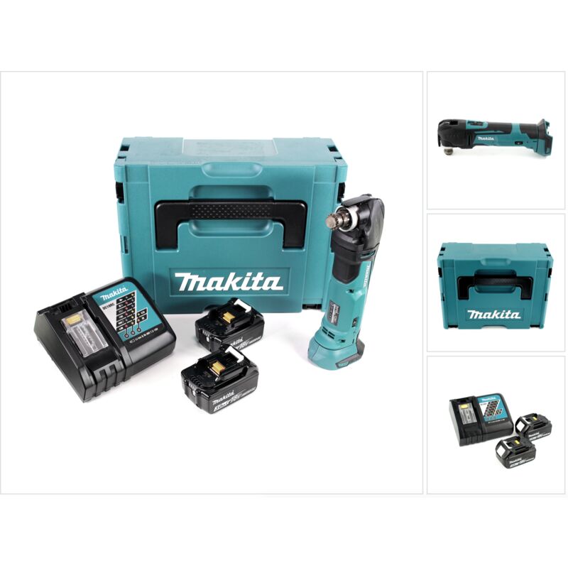 Dtm 51 rfj 18V Li-Ion Akku Multifunktionswerkzeug im Makpac + 2x 3,0 Ah Li-Ion Akku + Akku Schnellladegerät - Makita