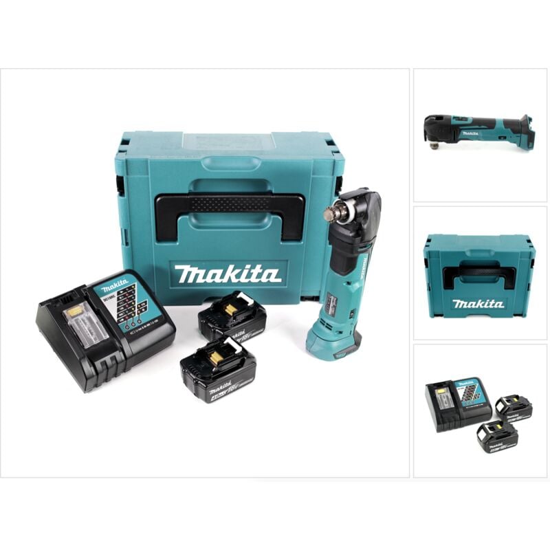 Dtm 51 rmj Découpeur-ponceur multifonctions sans fil 18V Li-Ion + 2x Batteries bl 1840 18V 4,0 Ah Li-Ion + Chargeur dc 18 rc + Coffret Makpac - Makita