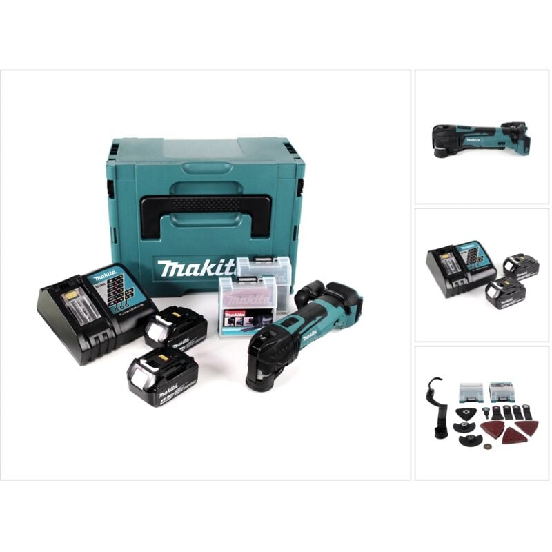 Image of Dtm 51 RMJX2 Utensilie multifunzione a batteria 18V in valigetta Makpac + 2x Batterie 4,0 Ah + Caricabatterie + Set di 39 accessori - Makita