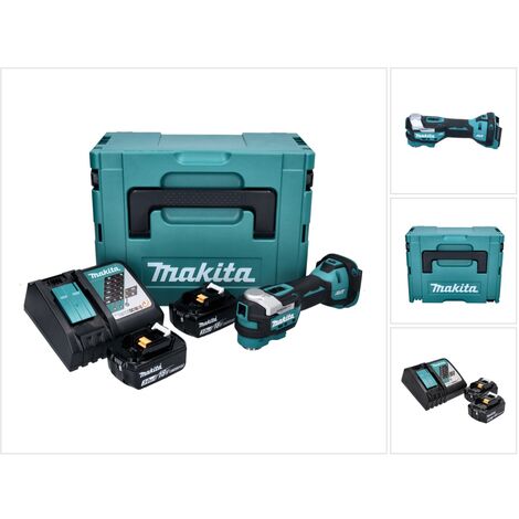 Makita DTM 52 RFJ Outil multifonction Découpeur-ponceur sans fil Brushless Starlock Max 18 V + 2x Batteries 3,0Ah + Chargeur + Coffret Makpac