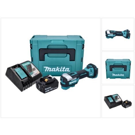 Makita DTM 52 RT1J Outil multifonction Découpeur-ponceur sans fil Brushless Starlock Max 18 V + 1x Batterie 5,0Ah + Chargeur + Coffret Makpac