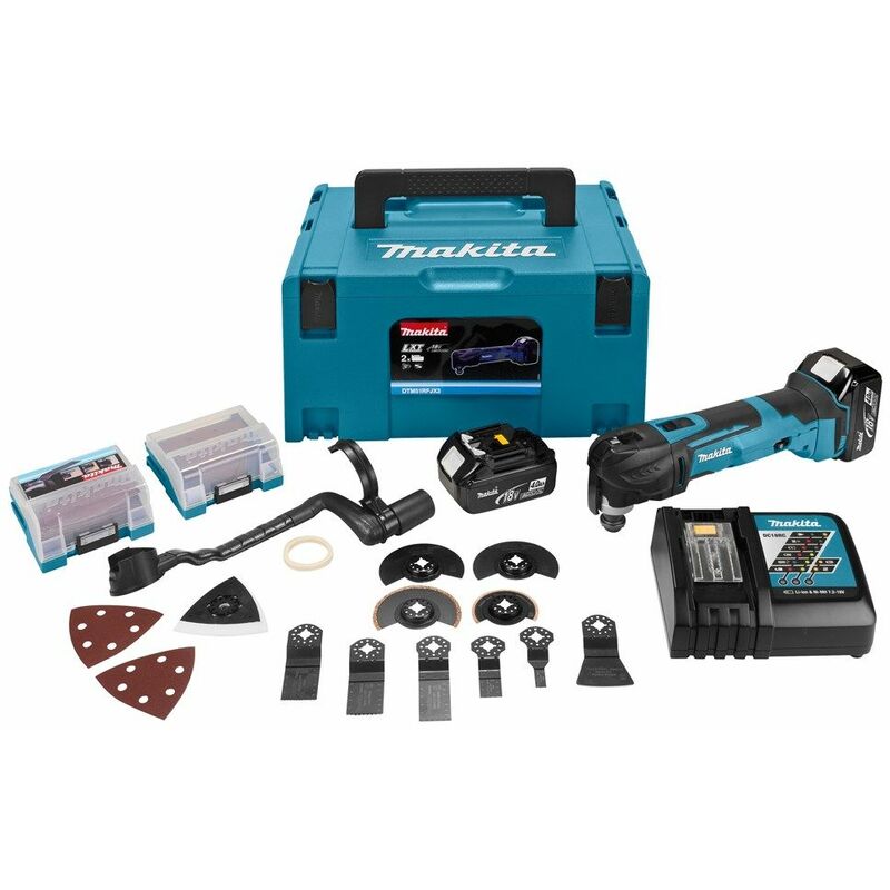 

Makita DTM51RMJX3 18V Litio-Ion Bateria Juego de herramientas múltiples (batería 2x 4.0Ah) + juego de accesorios de 41 piezas en Mbox - cambio rápido