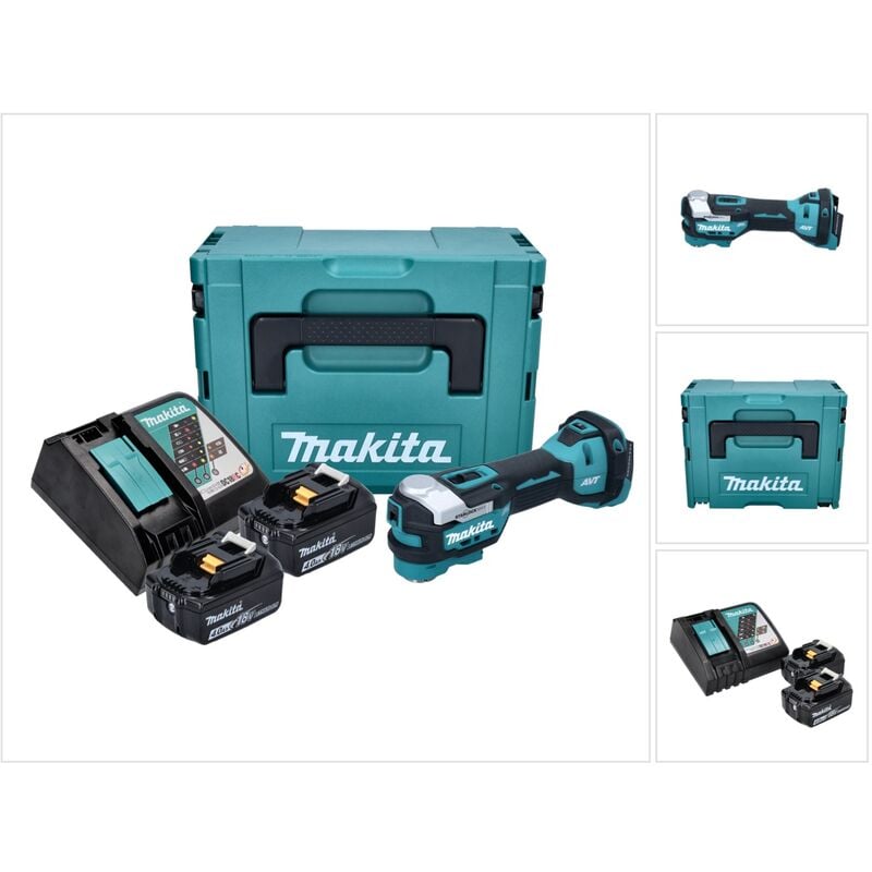 DTM52RMJ Outil multifonctions sans fil Starlock Max Brushless 18V + 2x Batteries 4,0Ah + Chargeur + Coffret Makpac - Makita