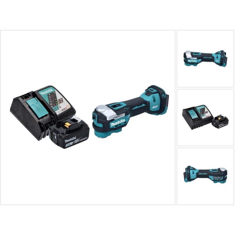 DTM52RT1 Découpeur-ponceur multifonction sans fil 18V Starlock Max Brushless + 1x Batterie 5,0 Ah + Chargeur - Makita