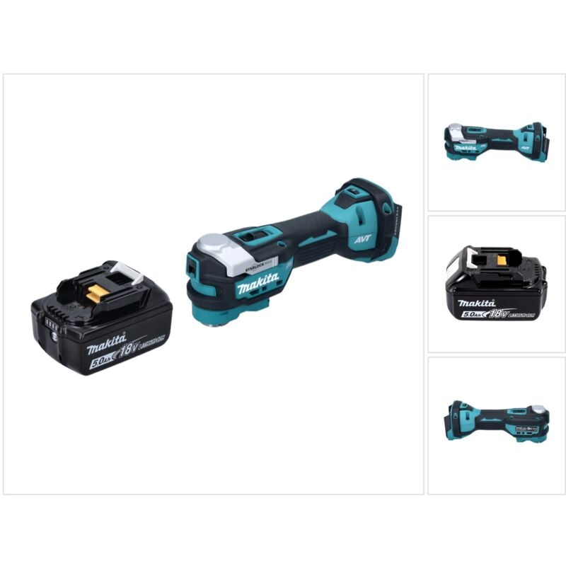 DTM52T1 Découpeur-ponceur multifonction sans fil 18V Starlock Max Brushless + 1x Batterie 5,0 Ah - sans chargeur - Makita