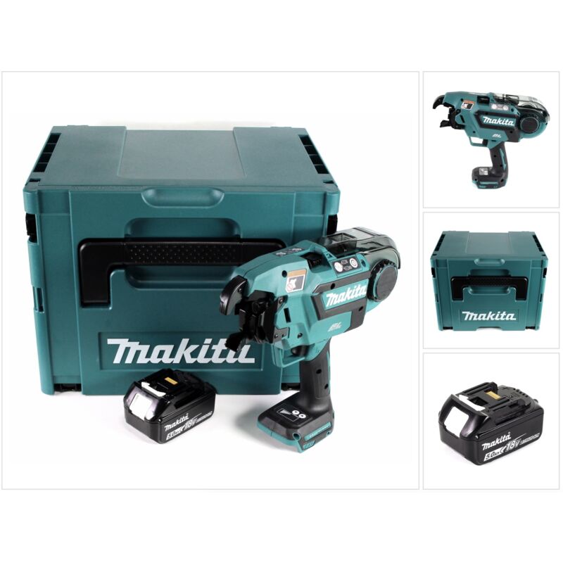Makita - dtr 180 T1J Connecteur d'armature sans fil 18V Brushless pour fil de ligature 0,8mm dans Makpac + 1x 5,0Ah batterie - sans chargeur