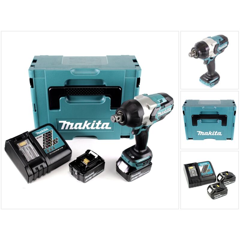 

Makita - DTW 1001 RFJ Llave de impacto a batería 18 V en Makpac 2 + 2x Baterías BL 1830 3,0 Ah + Cargador DC 18 RC