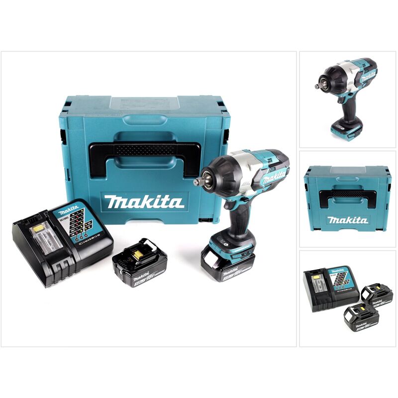 

Makita DTW 1002 RFJ Llave de impacto 18V 1/2" 1000 Nm en Makpac 2 + 2x Batería BL 1830 + Cargador DC 18 RC