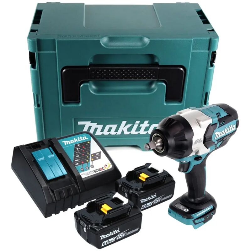 Makita DTW 1002 RGJ Clé à choc sans fil 18 V 1000 Nm 12 Brushless + 2x batterie 6 0 Ah + chargeur + Makpac