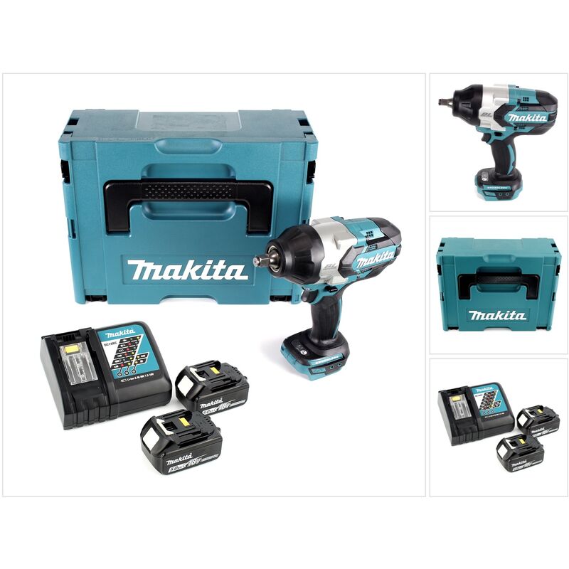 Avvitatore a impulsi a batteria Makita dtw 1002 rtj 1/2' 18V 1000Nm brushless + 2x batteria ricaricabile 5.0Ah + caricabatterie + Makpac