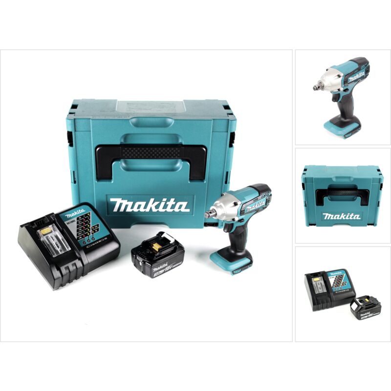 Makita DTW 190 RF1J 18V Li-Ion Boulonneuse à chocs sans fil avec boîtier Makpac + 1x Batterie BL 1830 3,0 Ah + Chargeur rapide DC 18 RC