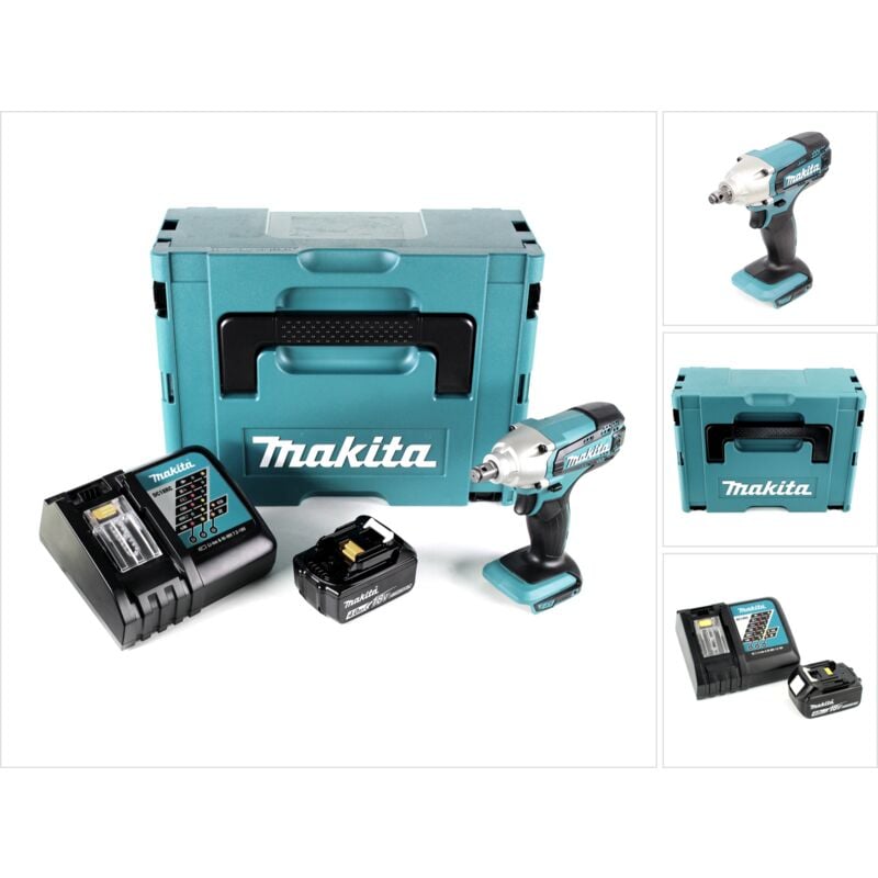 Makita DTW 190 RM1J Visseuse à percussion sans fil 18V Li-Ion + 1x Batterie BL 1840 B 4,0 Ah + Chargeur rapide DC 18 RC + Coffret Makpac
