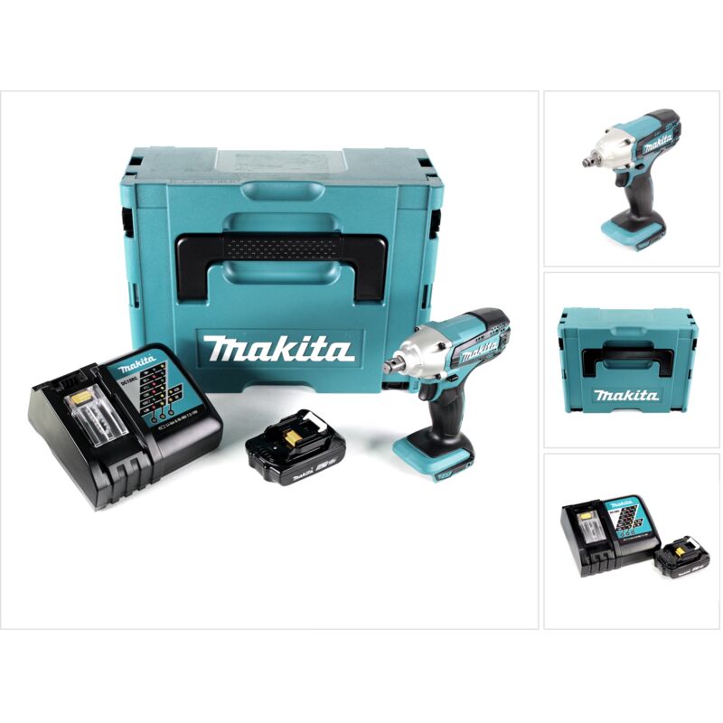Dtw 190 RY1J 18V Li-Ion Boulonneuse à chocs sans fil avec boîtier Makpac + 1x Batterie bl 1820 2,0 Ah + Chargeur rapide dc 18 rc - Makita