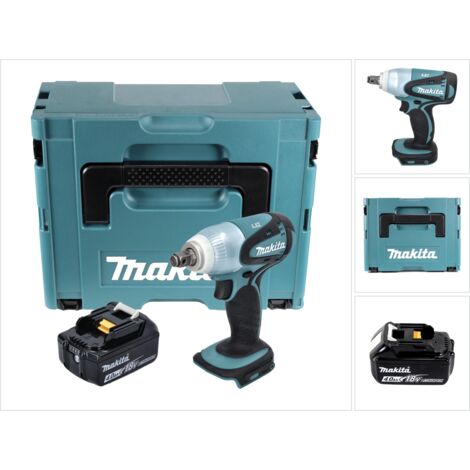 Makita DTW 251 M1J 18 V Boulonneuse à chocs sans fil 230 Nm + Coffret de transport Makpac + 1x Batterie BL 1840 N 4,0 Ah - sans Chargeur