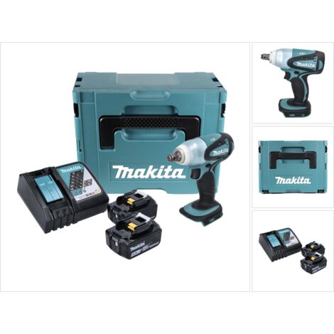 Makita DTW 251 RTJ 18V Boulonneuse à chocs sans fil 230 Nm + Coffret de transport Makpac + 2x Batteries BL1850 5,0 Ah + Chargeur DC18RC