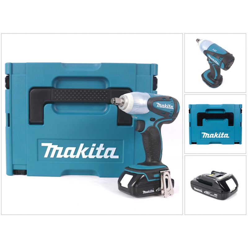 Makita DTW 251 Y1J 18V Trapano avvitatore ad impulso a batteria 230 Nm in valigetta + 1x Batteria BL 1815 1,5 Ah