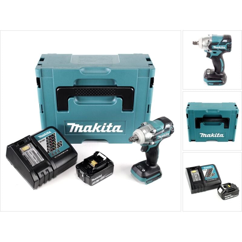 

Makita - DTW 285 RF1J Llave de impacto a batería 18V en Makpac 2 + 1x Batería BL 1830 3,0 Ah + Cargador DC 18 RC